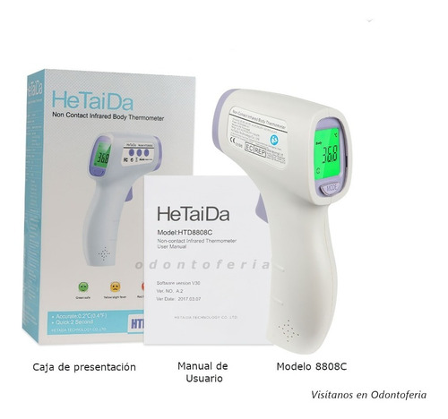 Termómetro Digital Infrarrojo Hetaida Fda Mide0-15cm Distcia