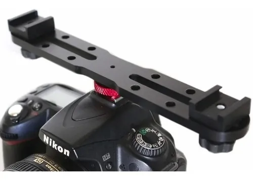 comprar Suporte  Duplo Sapata P Led Microfone Flash Cameras Dslr