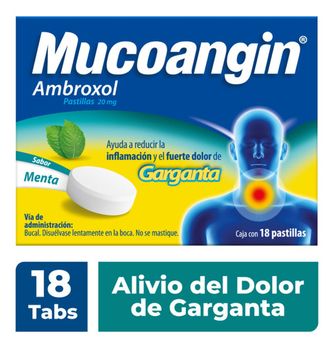 Mucoangin Dolor De Garganta Menta 18 Pastillas 20 Mg