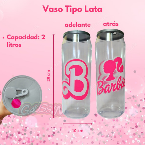Vaso Tipo Lata Barbie 2 Litros Bebidas Coleccion