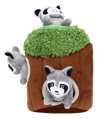 Juguete De Peluche Squeaky Puzzle Con Forma De Mapache, Aguj