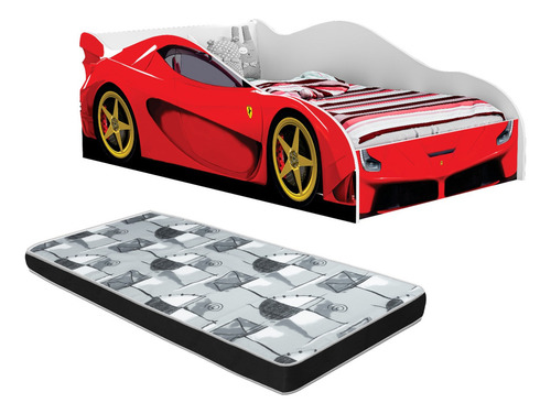 Carro Corrida Cama Solteiro Ferrari Meninos Com Colchão 188x88cm