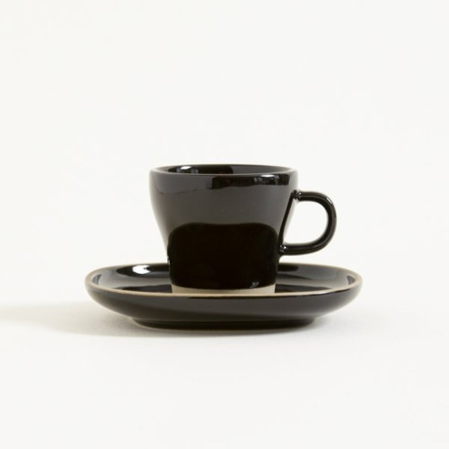 Juego De 6 Tazas De Cafe Con Plato Negro - Linea Mali