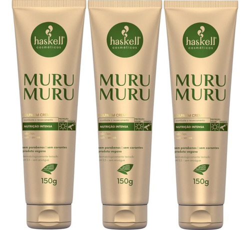 Kit 3 Leave In Haskell Creme De Pentear Murumuru 150g