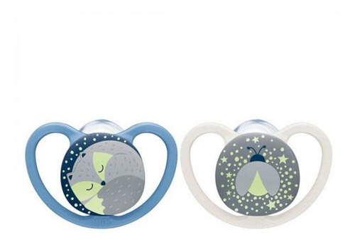 Chupetes Nuk Space Luminoso 0-6 Meses Set X 2   