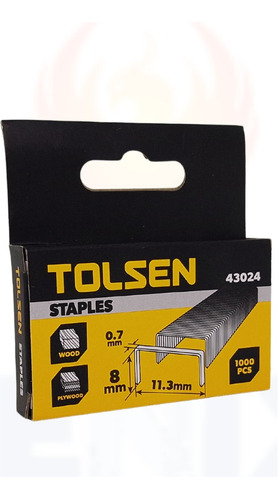 Grapas 1000 Pcs 0.7*8mm (pack X3 Und) Tolsen