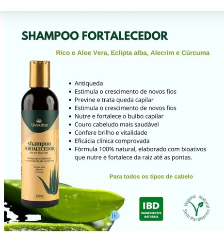 Shampoo Fortalecedor Rico Em Aloe Vera 240ml