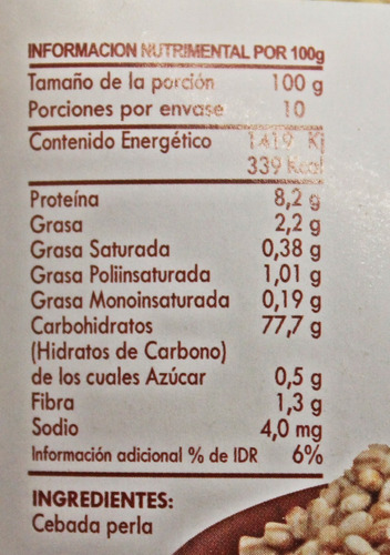 Cebada Perla 1k Caja De 4 Bolsas (4kg) Sano Mundo
