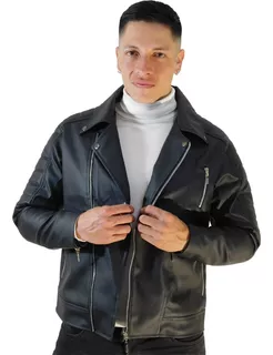 Chaqueta Chamarra Cuero Sintético Para Hombre Clásica