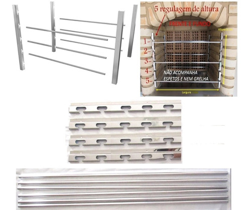 Imagem 1 de 5 de Suporte Inox Churrasqueira P/ Espetos E Grelha Largura 60cm