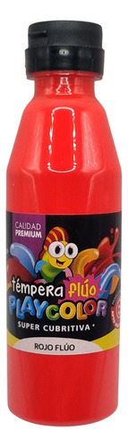 Tempera Fluo Playcolor De 250 Gr Pomo Con Tapa Flip/flop Color Rojo Fluo