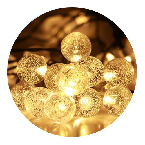 Cordão Varal 50 Led Bolinha Natal Cristal Luz Amarela Bivolt Cor das luzes Branco quente / Amarelo 110V/220V