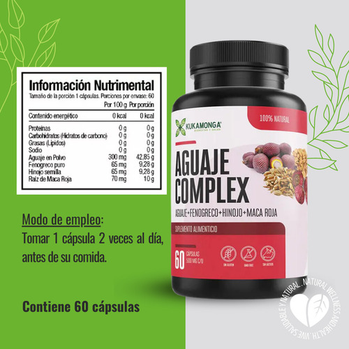 Kit Aguaje Complex + Shatavari | 60 Cápsulas | Kukamonga | Ingredientes Naturales | Balance Hormonal