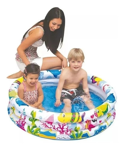 Piscina Inflável 180 Litros 3 Anéis Fundo Do Mar Casa Sitio