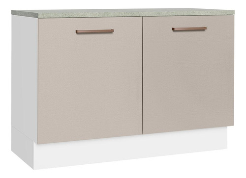 Balcão Pia Cozinha 2 Portas (com Tampo) Branco Agata Madesa Cor Branco/Crema