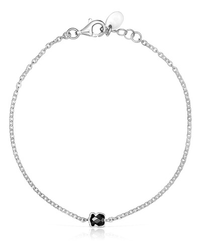 Pulsera Tous Mini Onix De Plata Con Ónix Color Negro