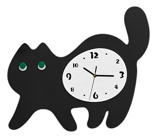 Reloj De Pared Con Forma De Gato, Bonito Que No Hace , Negro