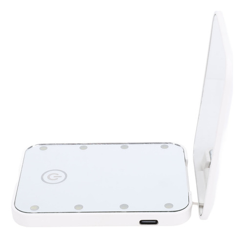 Espejo De Maquillaje Compacto Blanco Blanco, Led, Viaje, 2 C