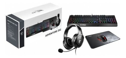 Kit Gamer Msi Teclado + Mouse + Auricular + Mouse Pad Negro