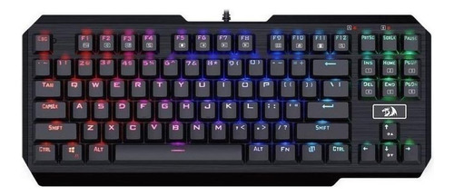 Teclado gamer Redragon Usas K553 QWERTY Outemu Blue inglés US color negro con luz RGB