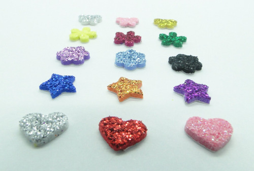 100 Mini Adesivos Pet Piercings Lacinhos Eva Com Glitter Dog