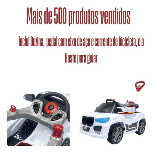 Carrinho Infantil 2 Em 1 Com Haste, Pedal E Proteção