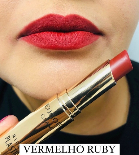 Lápiz labial Eudora Glam microplástico rojo rubí, 3,3 g