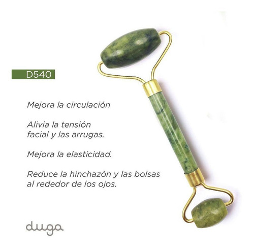 Imagen 2 de 2 de Rodillo De Jade Masajeador Facial Doble Piedra Duga D540