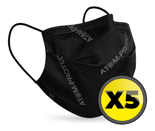 Imagen 1 de 7 de Barbijo Tapaboca Atom-protect Ultra Black Cepa Delta Pack X5
