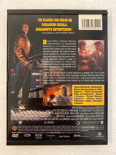 Dvd El Ultimo Boy Scout The Last Boy Scout Bruce Willis (Usado)