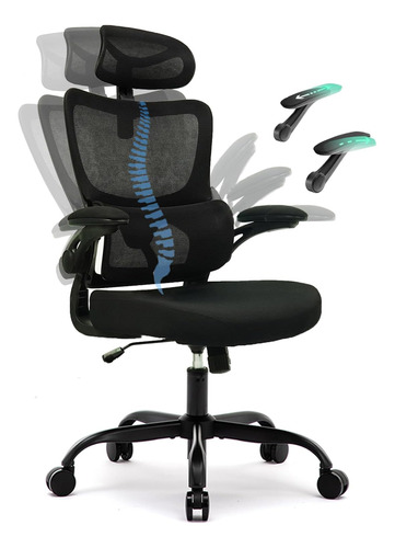 Silla De Oficina Ergonómica Con Soporte Lumbar Y Reposacabez