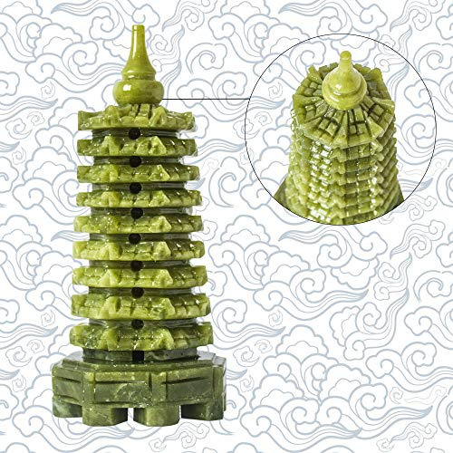 Figura Fengshui Pagoda Torre Wenchang Jade Verde Natural Art
