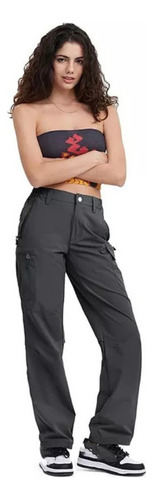 U Pantalones Cargo Estilo Jogger Cintura Alta Bolsillo Lycra