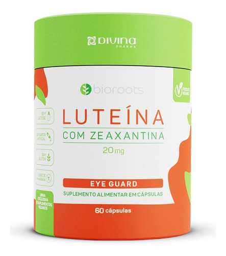 Luteína Zeaxantina 20mg Com 60 Cápsulas Vegana - Bioroots Sabor Sem sabor