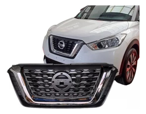 Parrilla Frente Con Moldura Cromada Nissan Kicks 2017-2021 Negro Moldura Croamda