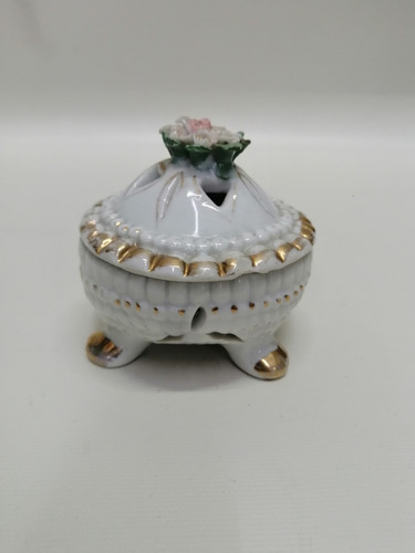 Cofre Joyero Japan 1950 En Porcelana De Flores Con Tapa