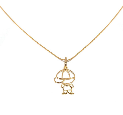 Gargantilha Com Pingente Menino De Ouro 18k Veneziana 45cm Cor Amarelo