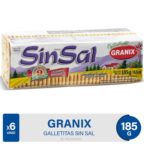 Imagen 1 de 6 de Galletitas De Agua Granix Sin Sal Crackers Pack X6 01mercado