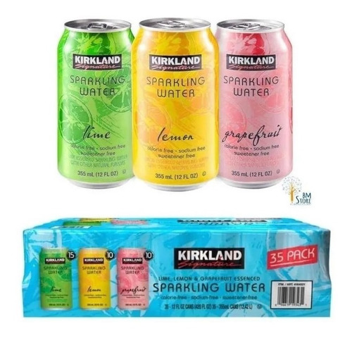 Agua Gasificada De Sabor Kirkland Signature(35 Latas/355ml)