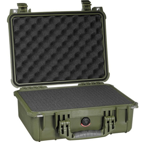 Caja De Proteccion Pelican 1450 Sumergible Con Foam Color Verde Musgo