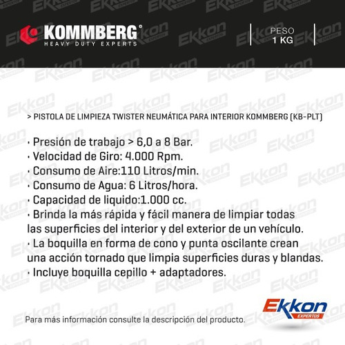 Imagen 2 de 8 de Pistola T Tornador Espuma Limpieza Tapizado Kommberg Twister