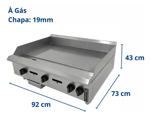 Chapa A Gás Linha Prime 90cm 19mm Pcm090g-me Venâncio