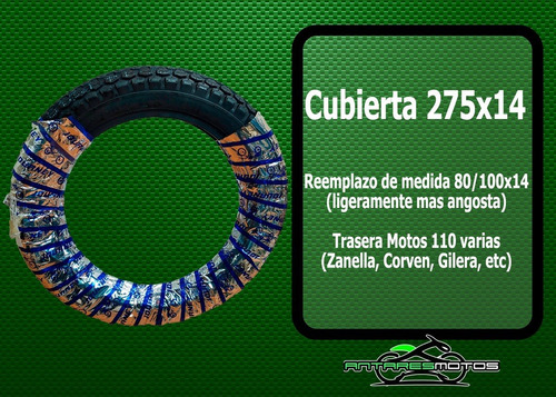 Juego Cubiertas Moto 250 17 + 275 14 Kit Motos 110 Premium