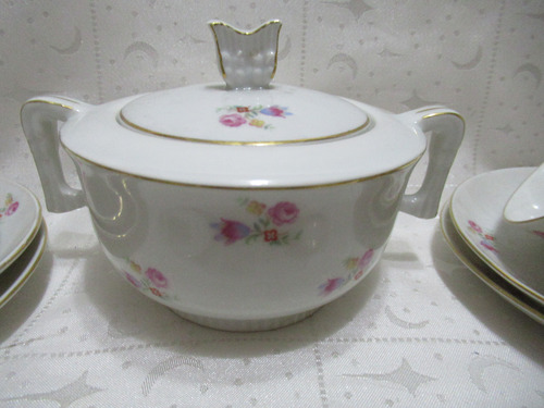 Juego Té 19pzs Porcelana Czechoslovakia Taza Plato Azucarera (Usado)