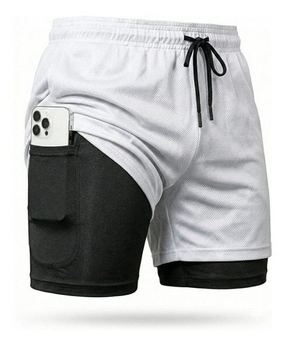 Shorts Dry Fit 2 Em 1 Masculino Térmico Compressão Corrida