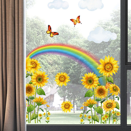 Pegatinas Para Ventana Con Forma De Girasol En U, Pegatinas