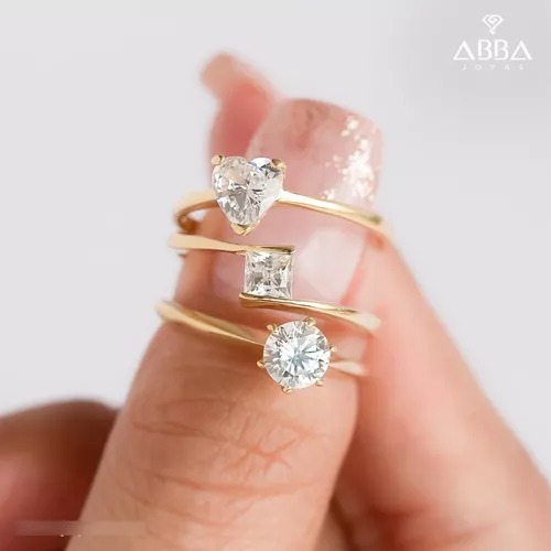 Anillo Compromiso Moissanita Corazón Oro 18k Abba Joyas