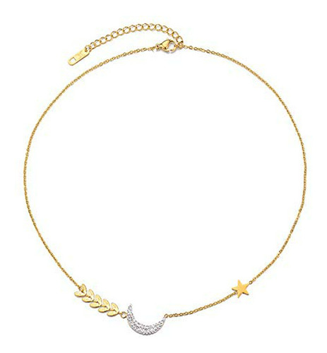 Collar - Moon And Star Choker Necklace For Women Teen Girls 