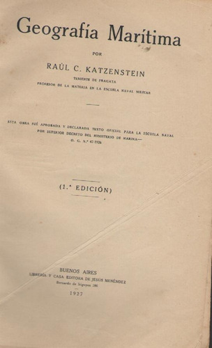 Geografía Marítima - Raul Katzenstein - 1927