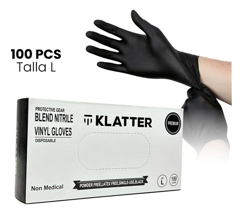 Guantes De Nitrilo Vinil Libre De Latex Sin Polvo Negro 